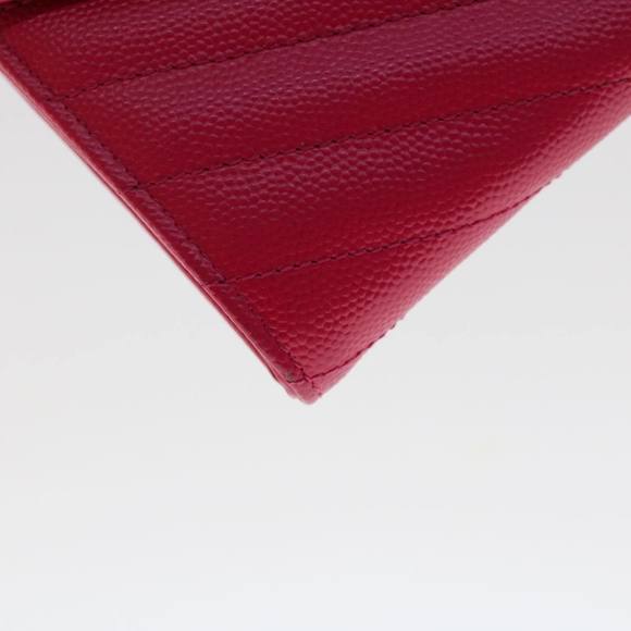 SAINT LAURENT V Stitch Wallet Leather Pink CFP372264 Auth am4748 - Picture 15 of 16